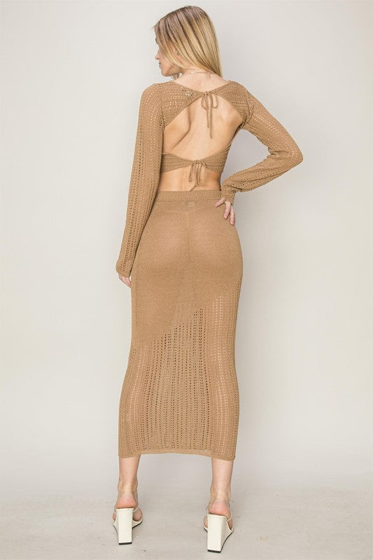 Brown Crochet Netted Set