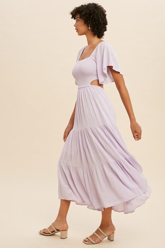 Lavender Flutter Midi Dress
