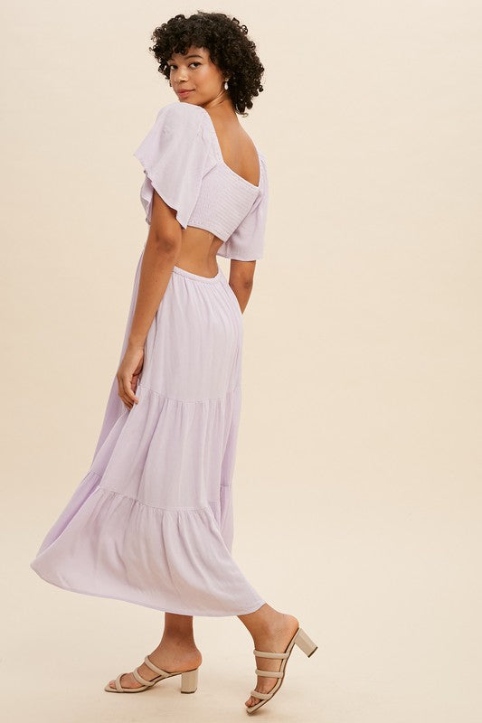 Lavender Flutter Midi Dress