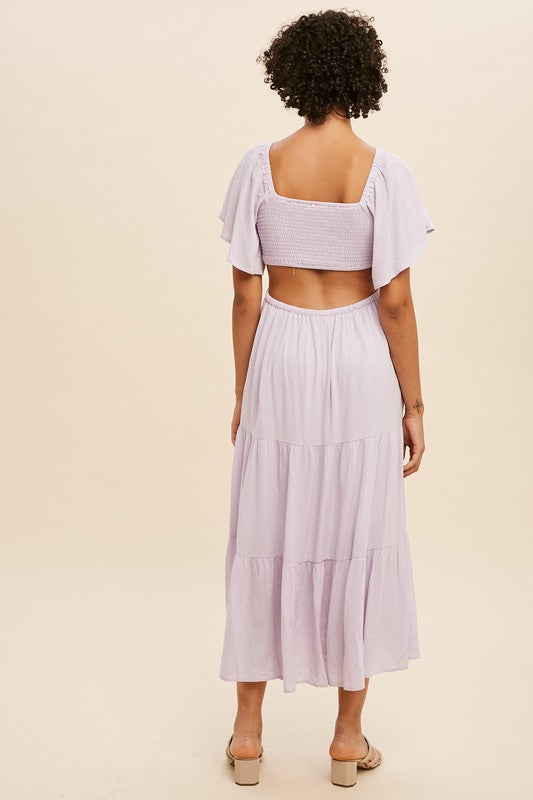 Lavender Flutter Midi Dress
