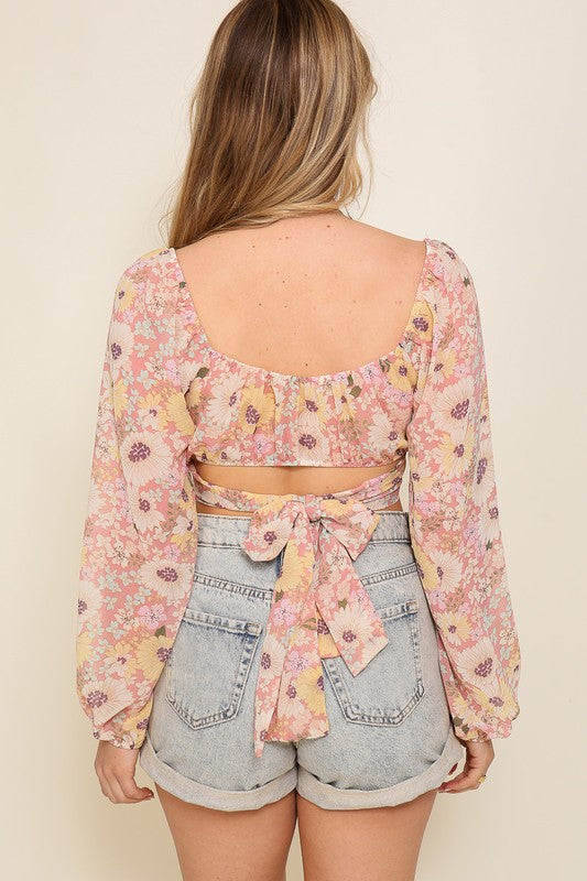 Goldie Floral Mesh Crop Top