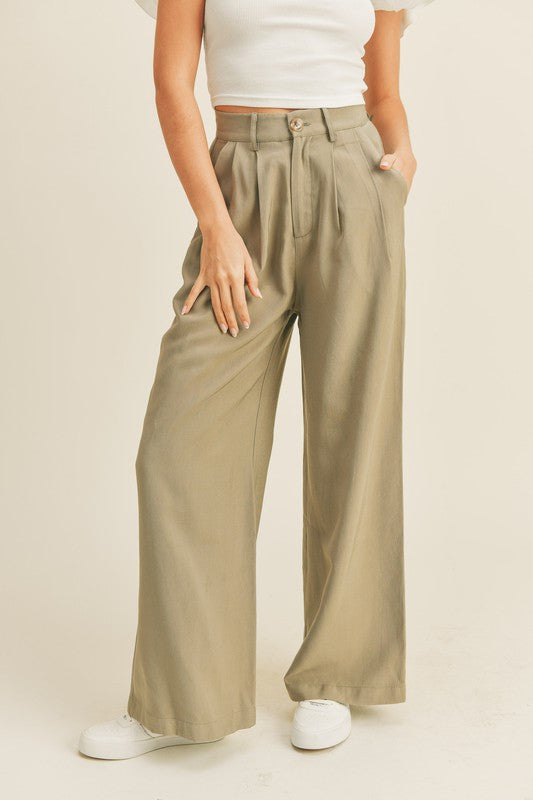 Dusty Olive Wide Leg Trouser
