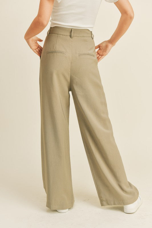 Dusty Olive Wide Leg Trouser