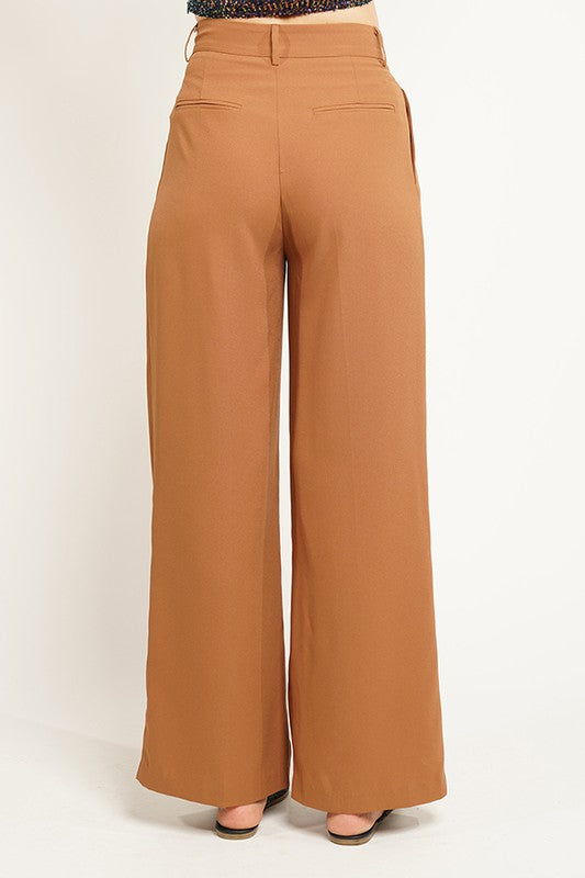 Rust Crepe Wide Leg Trouser