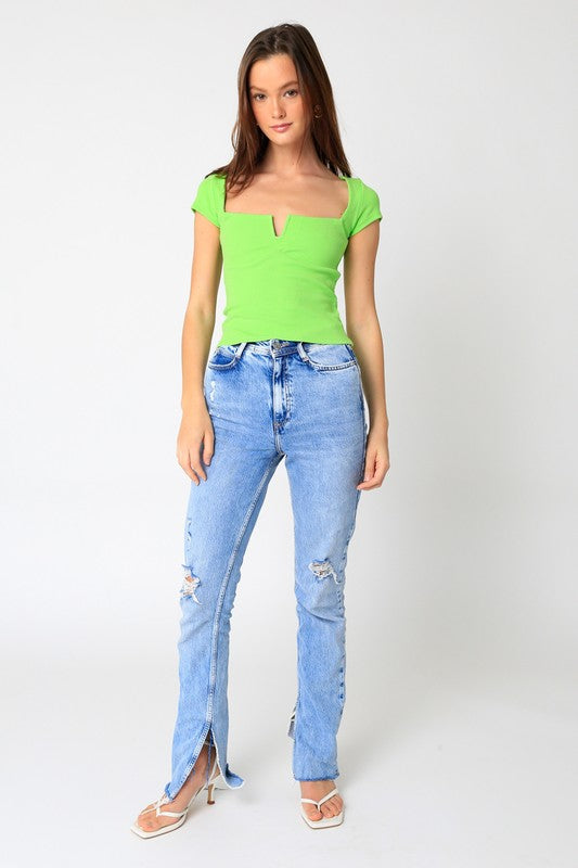 Lime Green V-Pipe Tee