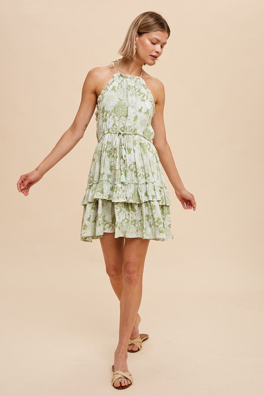 Fern Floral Halter Mini Dress