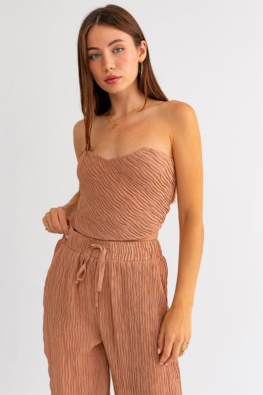 Dusty Salmon Crinkle Tube Top
