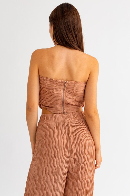 Dusty Salmon Crinkle Tube Top