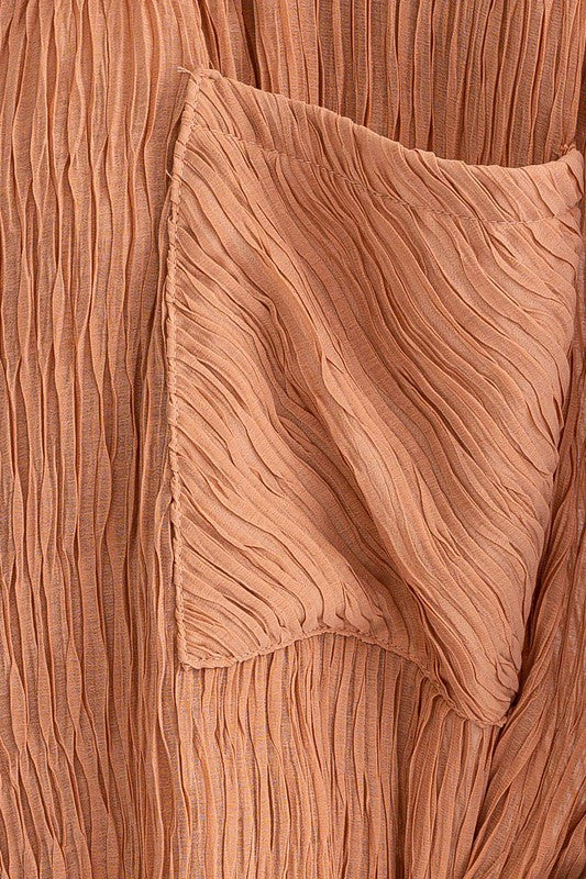 Dusty Salmon Crinkle Oversized Button Up