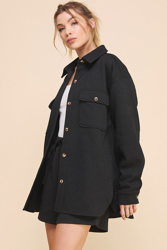 Theo Black Quilted Short Set