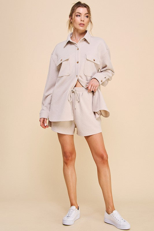 Theo Sand Quilted Short Set
