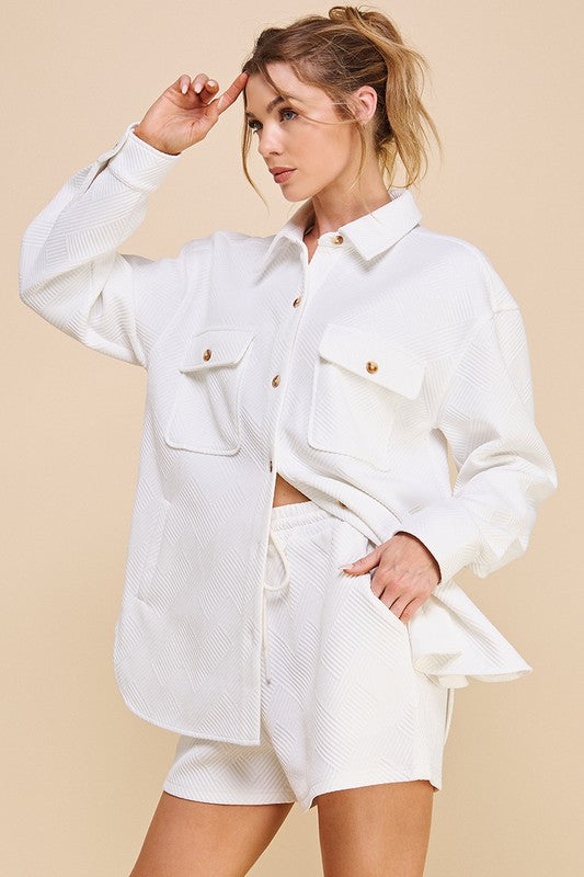 Theo White Quilted Short Set