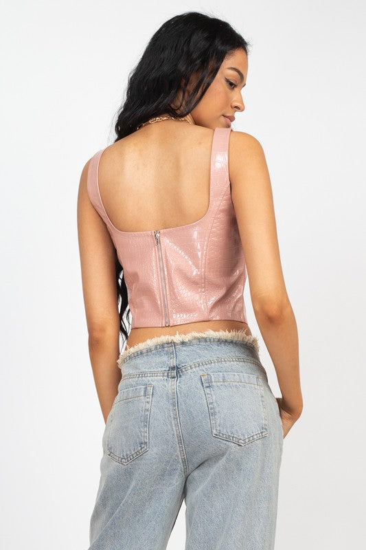 Mauve Croc Crop Tank