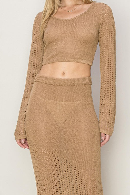 Brown Crochet Netted Set