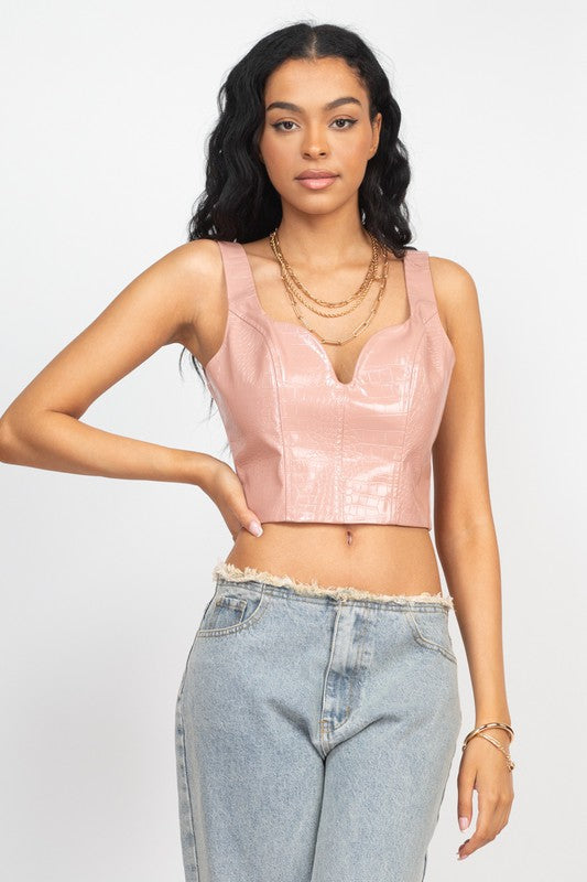 Mauve Croc Crop Tank
