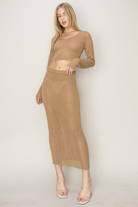 Brown Crochet Netted Set