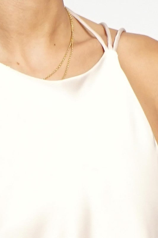 Champagne Satin High Neck Maxi