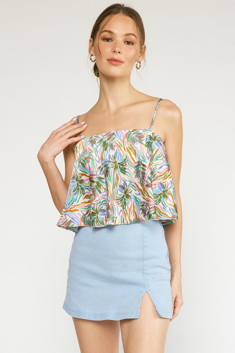 Whimsey Tropical Crop Tank