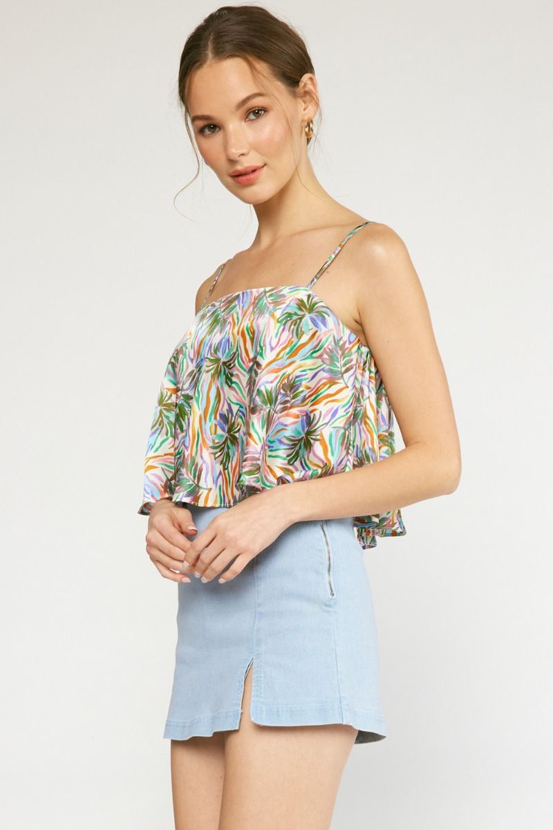 Whimsey Tropical Crop Tank