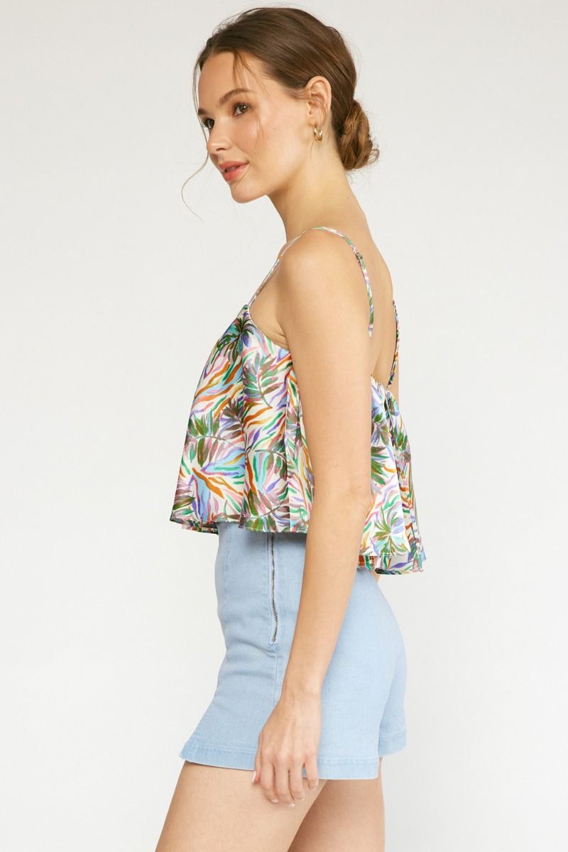 Whimsey Tropical Crop Tank