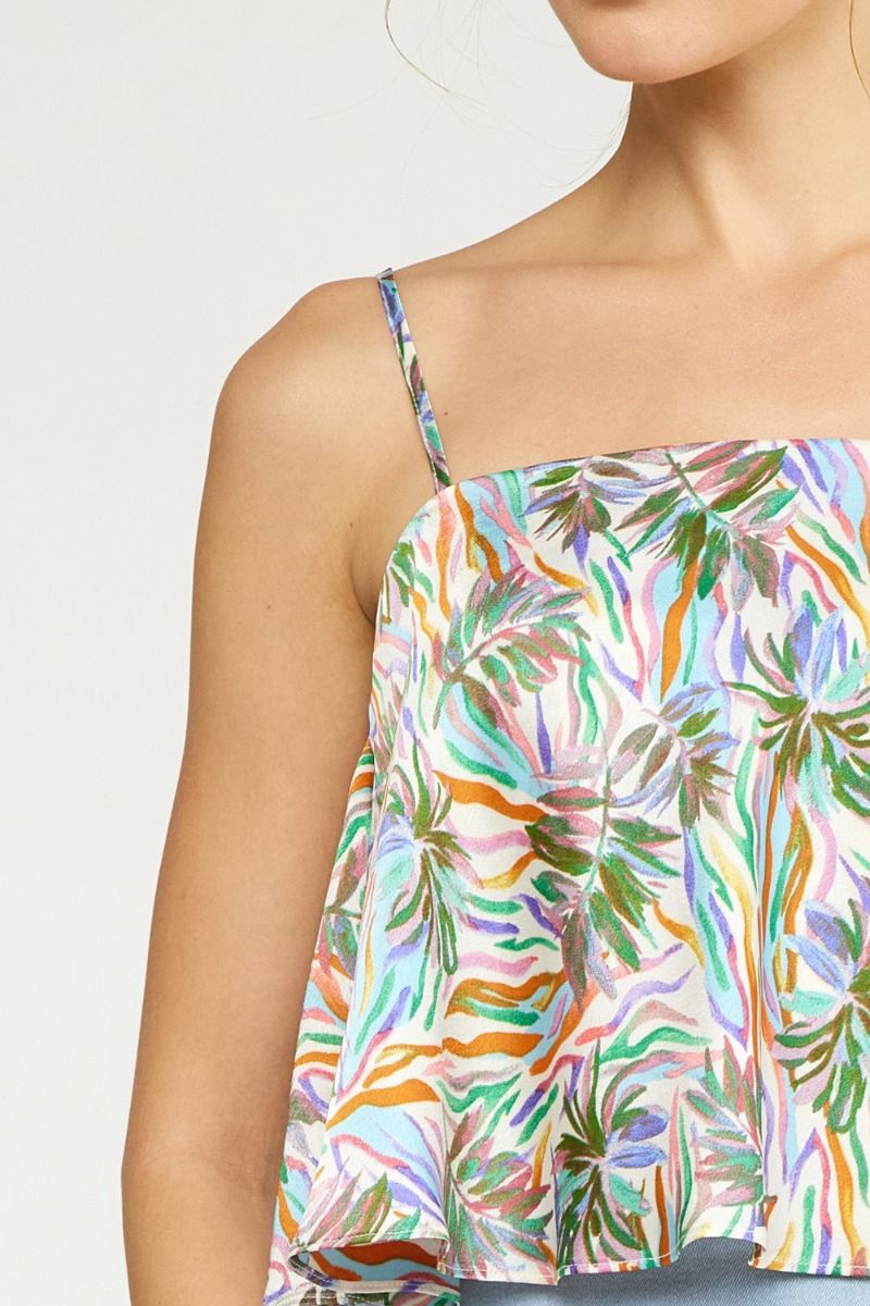 Whimsey Tropical Crop Tank
