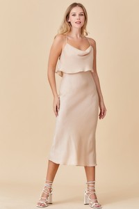 Nude Overlay Midi Dress