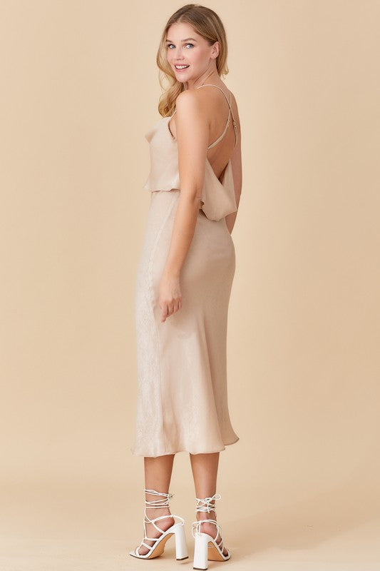 Nude Overlay Midi Dress