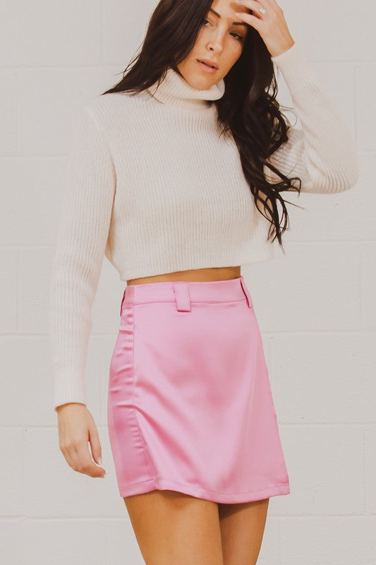 Barbie Pink Satin Mini Skirt