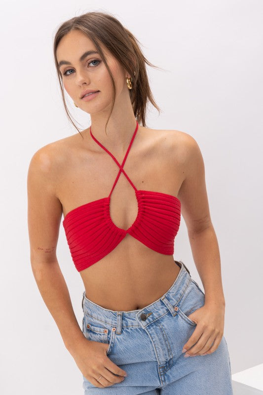 Red Elle Cross Crop Top