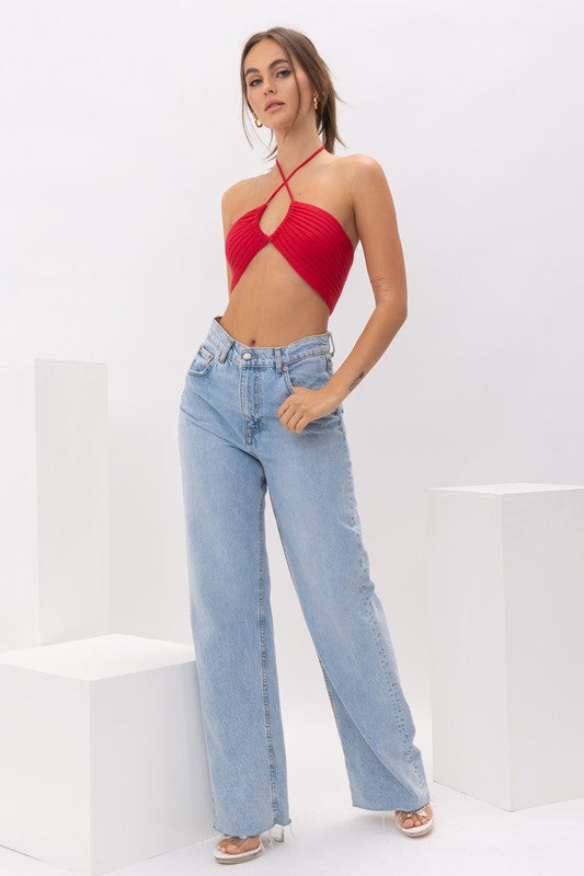 Red Elle Cross Crop Top