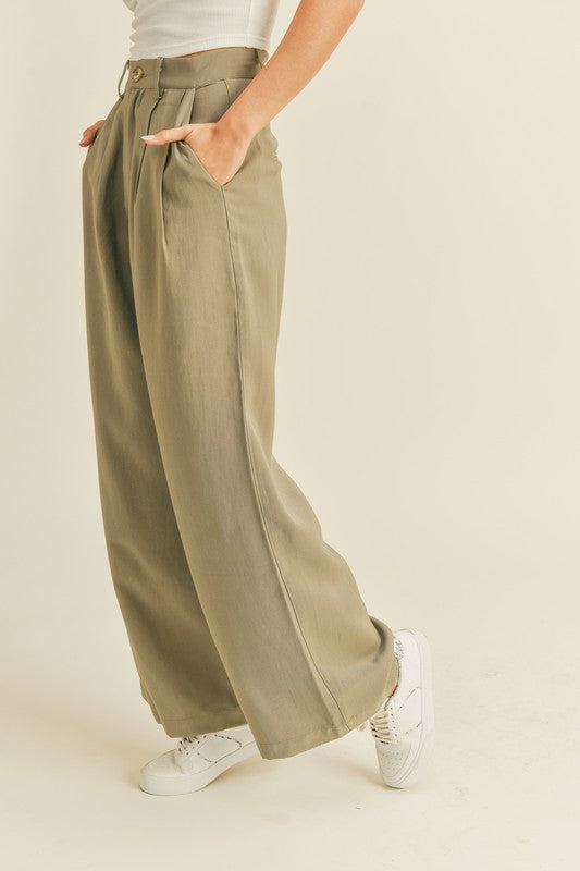 Dusty Olive Wide Leg Trouser