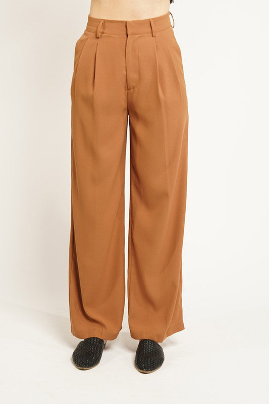 Rust Crepe Wide Leg Trouser