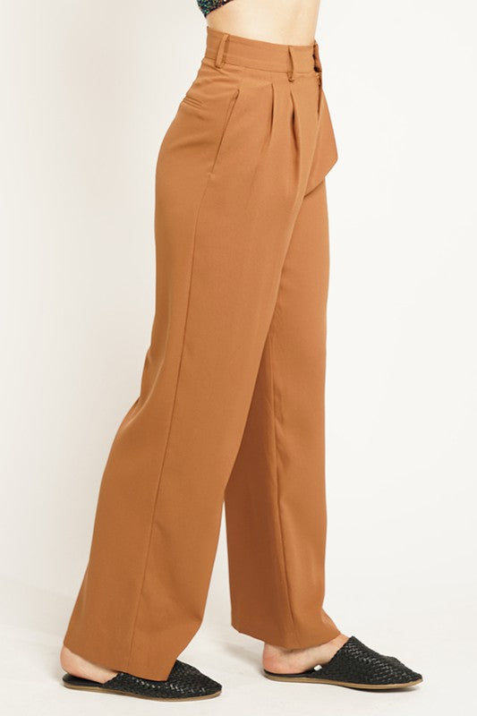 Rust Crepe Wide Leg Trouser