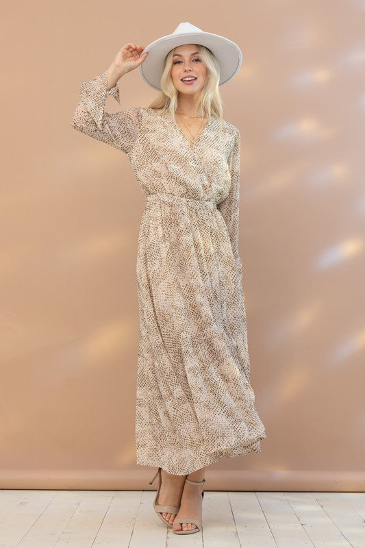 Cream/Brown Spotted Maxi Dress