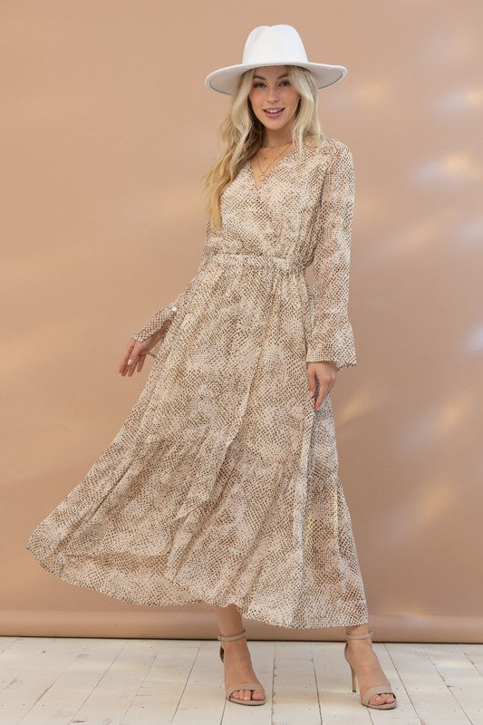 Cream/Brown Spotted Maxi Dress