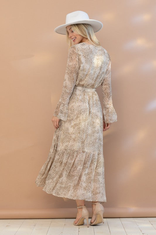 Cream/Brown Spotted Maxi Dress
