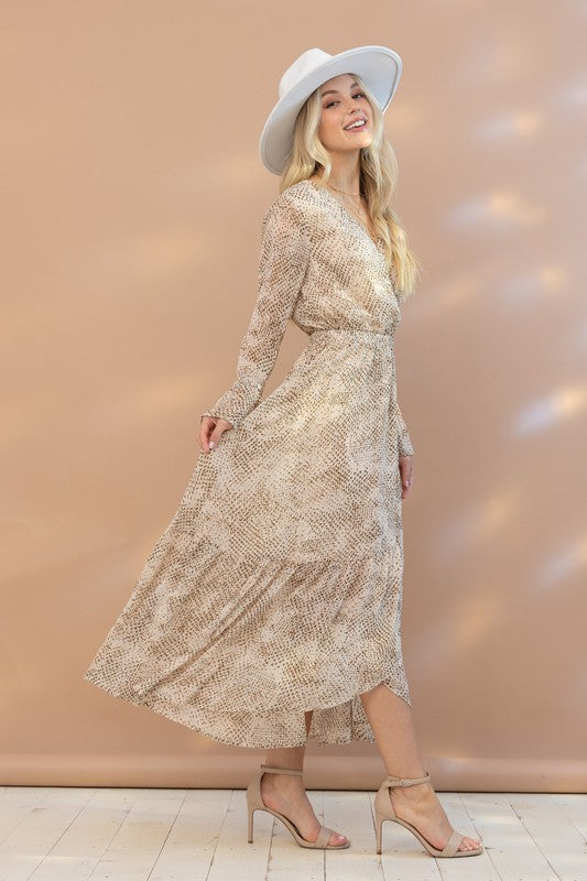 Cream/Brown Spotted Maxi Dress