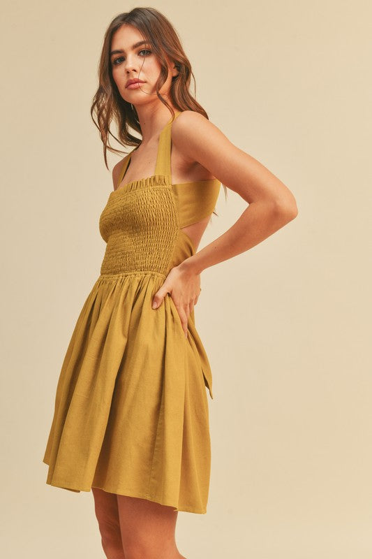 Lemongrass Smocked Mini Dress