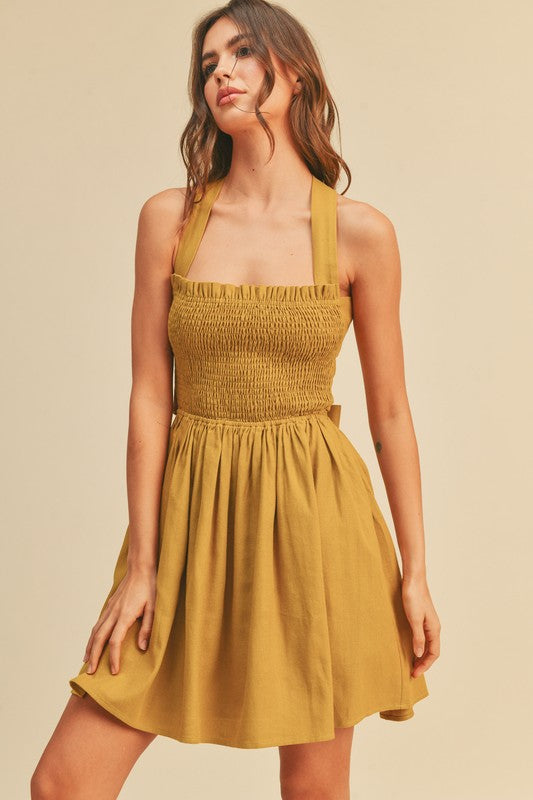 Lemongrass Smocked Mini Dress