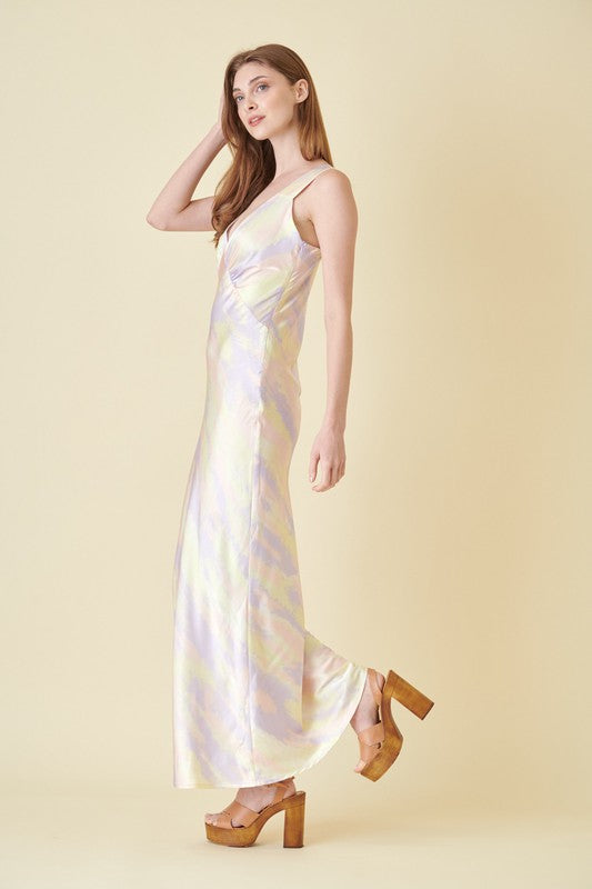 Lilac/Yellow Pastel Midi Dress