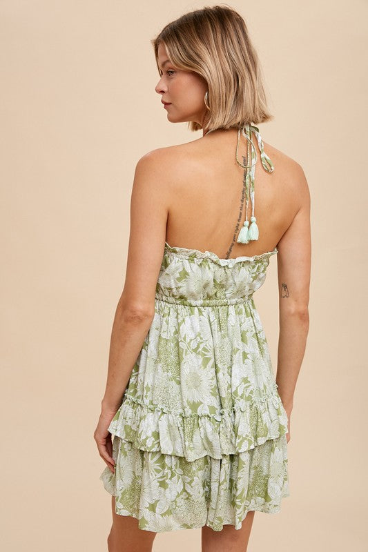 Fern Floral Halter Mini Dress