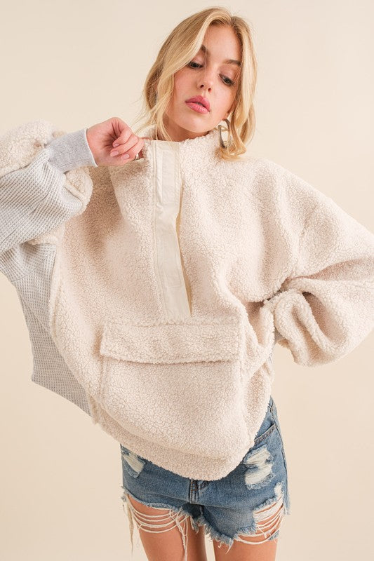 Dual Fabric Kangaroo Pullover