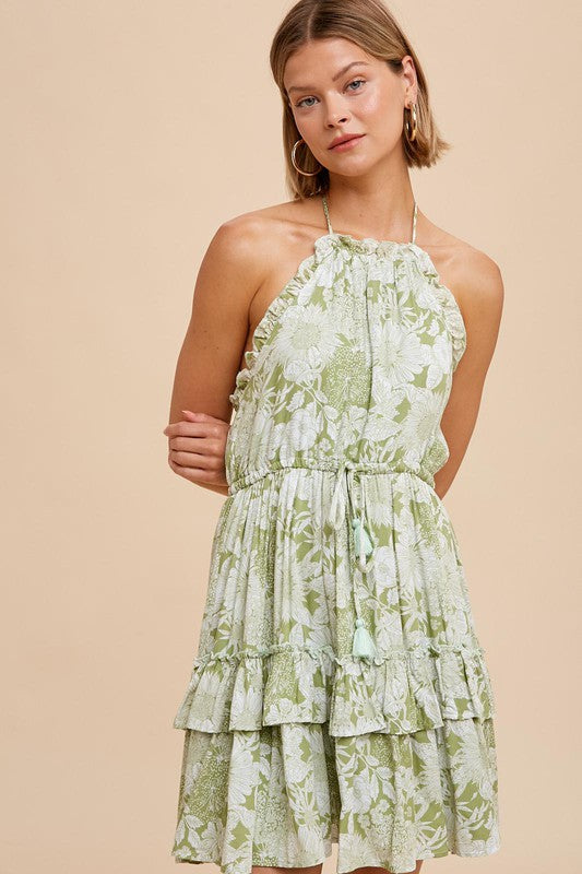 Fern Floral Halter Mini Dress