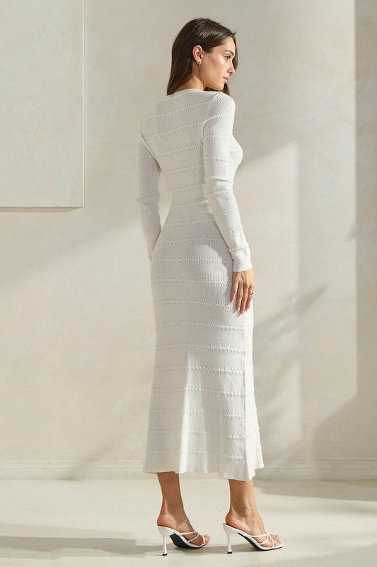 Ivory Cable Knit Sweater Dress