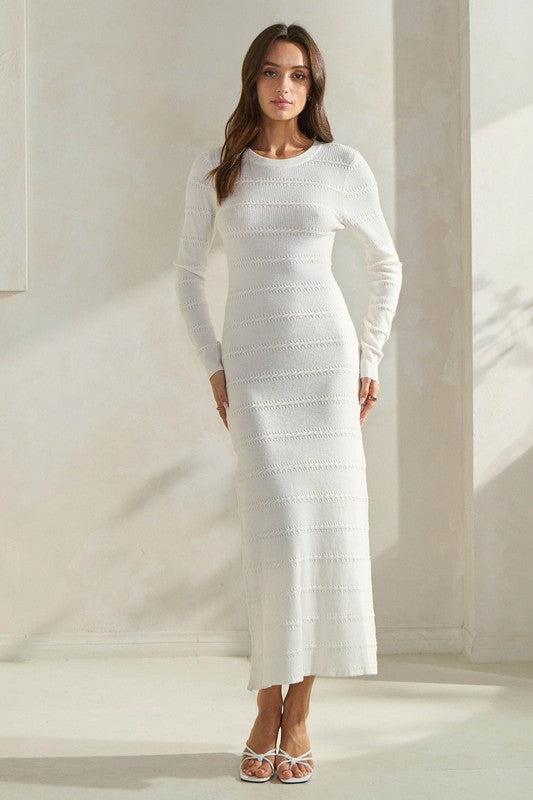 Ivory Cable Knit Sweater Dress