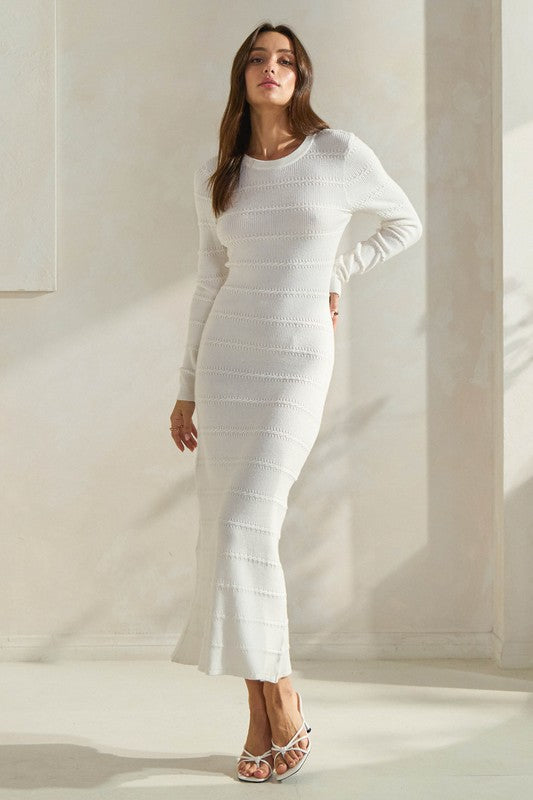 Ivory Cable Knit Sweater Dress