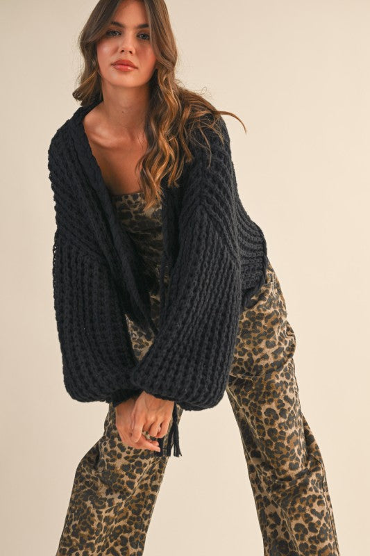 Black Chunky Knit Bolero