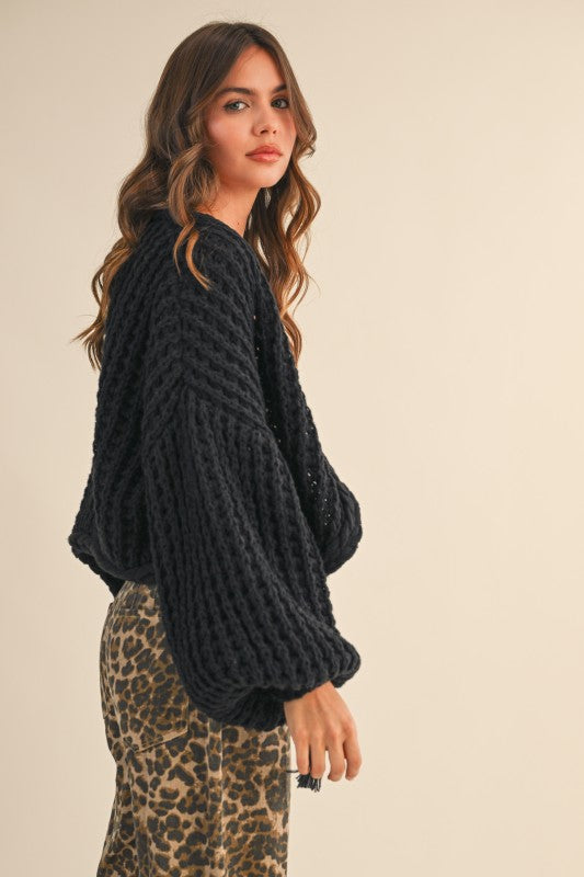 Black Chunky Knit Bolero
