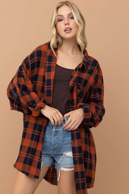 Rust/Black BF Plaid Top