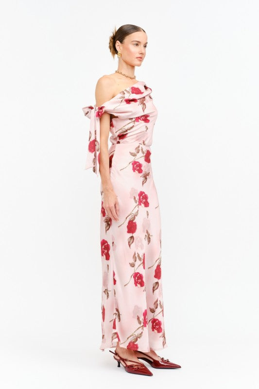 Remie Mauve Floral One Shoulder Dress